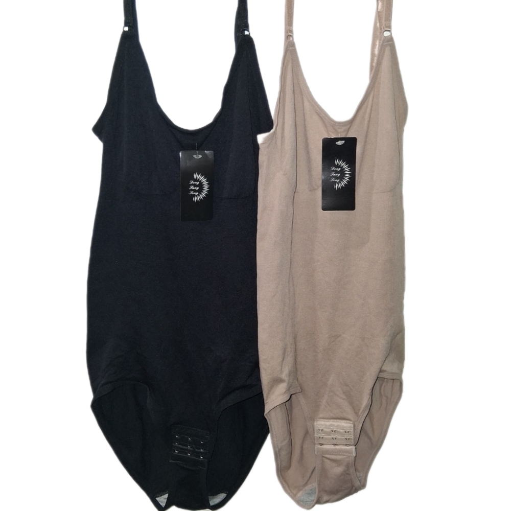NWT SET OF 2 SHAPEWEAR BODYSUITS. By DONG FANG LONG. BLCK/TAN. LG.